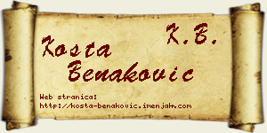 Kosta Benaković vizit kartica